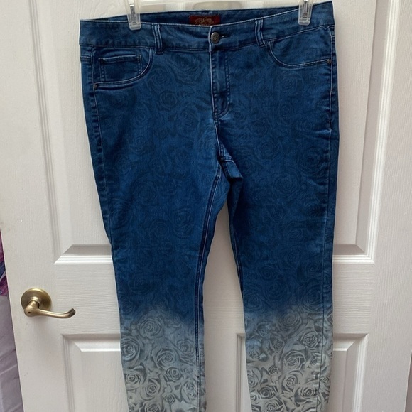 Q womens One5One casual blue stretch tapered leg plus size jeans size 14 - Picture 4 of 6